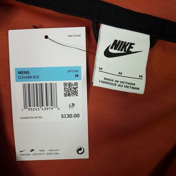 NIKE Sportswear Full-Zip Tech Fleece Hoodie Jacket Mens Size MEDIUM Orange - Picture 3 of 6